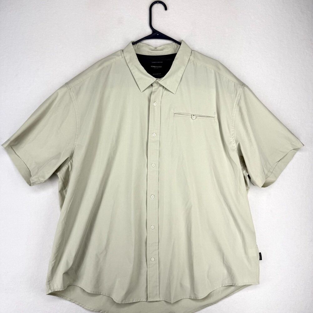 Kenneth Cole Light Gray Short Sleeved Button Down Mens Size 4X